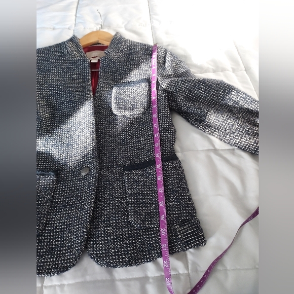 EUC Banana Republuc single button blazer in blue and white tweed, size 4 - Picture 8 of 8